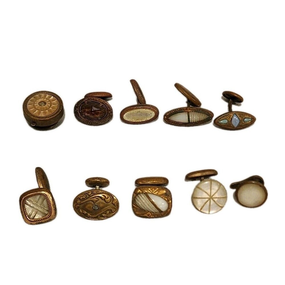 Lot Of Assorted Vintage Metal Cufflinks 10 Pieces